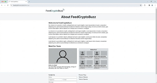 feedcryptobuzz about us page with no verified team