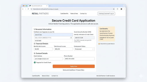 genesis credit financing store card application