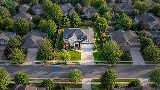 House inside a neighborhood showing a country inside a continent